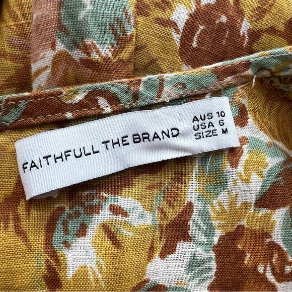 Faithfull the Brand Venere Junie Floral 100% Linen Midi Dress size 6 - Picture 9 of 10